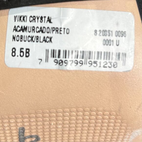 Schutz Vikki Rainbow Crystal Sandal Nubuck Leather Straps Black Size 8.5 - Picture 13 of 14